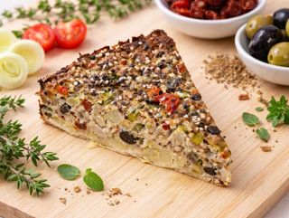 Quiche cu praz, măsline și roșii uscate