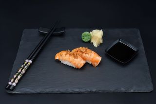 Salmon flamed nigiri