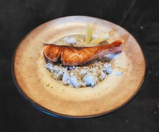 Somon cu orez arborio