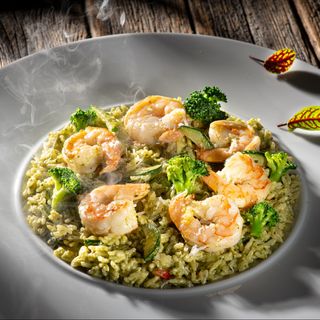 Risotto cu creveti crocanti si spanac