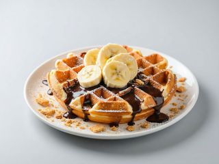 Waffle Nutella, banane si biscuti