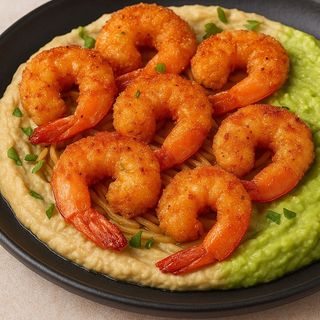 Humus cu creveti & ulei de trufe