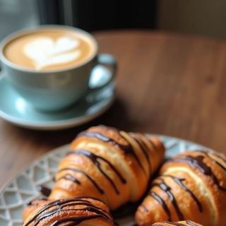 Combo Cafea + Croissant cu ciocolata