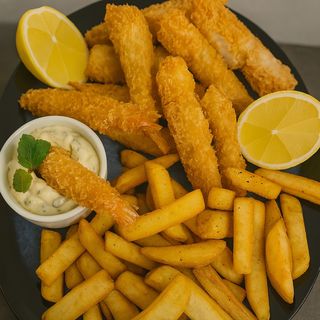 Creveți crocanți în panko cu cartofi prăjiți