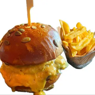 MENIU DUBLU CHEESE BURGER + CARTOFI PRAJITI