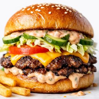 Clasic Smashed Burger cu Cartofi Prajiti