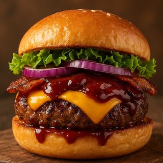 Barbeque Burger cu cartofi prăjiți