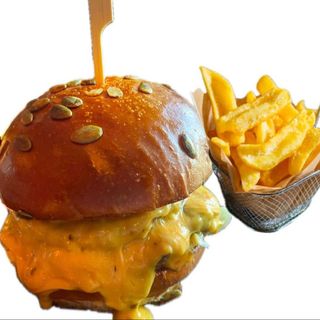 MENIU DUBLU CHEESE BURGER + CARTOFI PRAJITI