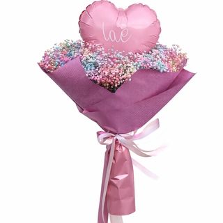 Buchet Valentine’s Day – Gypsophila Multicolor cu Balon Love