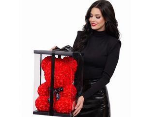 Ursulet Gigant din Trandafiri Rosii 40 cm in Cutie Eleganta – Cadou Romantic Premium