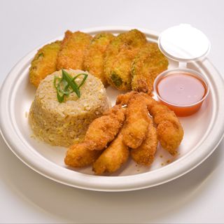 Creveți și dovlecei pane cu orez