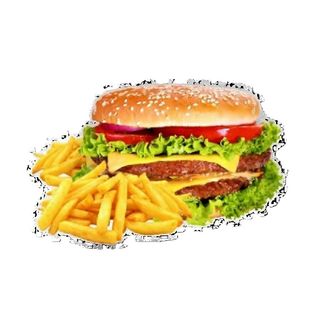 Double burger cu cartofi pai