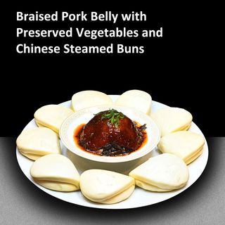 Porc inabusit cu legume uscate si bao bun 梅菜扣肉夹饼