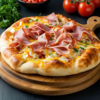 Langoș cu șuncă și cașcaval