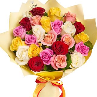Buchet „Zâmbetul Culorilor” cu 25 trandafiri