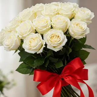Buchet „Lumina Iubirii” cu 17 trandafiri albi