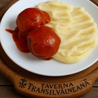 Chiftelute de porc,pireu de cartofi si sos de rosii 100g/50g/200g