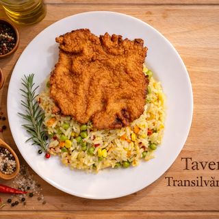 Snitel de porc si orez cu legume 100g/200g