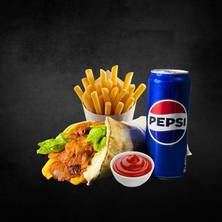 Shaorma de pui + cartofi + doza + sos