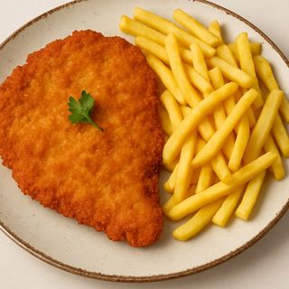Snitel de porc cu cartofi pai 450 g