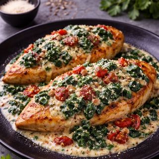 Piept de pui roman cu spanac