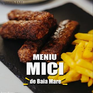 Mici de Baia Mare cu cartofi prajiti si mustar