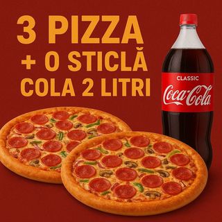 Oferta 3 Pizza Quatro Formaggi + 1 Coca cola 2 Litri