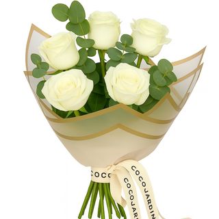 Buchet de 5 trandafiri albi