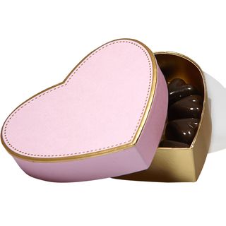 Cutie cu 9 praline belgiene asortate Blush Bloom Heart, Valentino Chocolatier