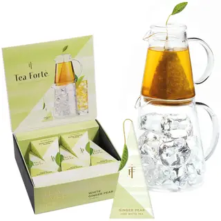 Set cadou cu ceainic pentru ceai rece si 5 piramide ceai rece Tea White Ginger Pear Gift set – Tea Forte