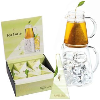 Set cadou cu ceainic pentru ceai rece si 5 piramide ceai rece Tea White Ginger Pear Gift set – Tea Forte