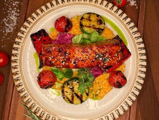 Salmon glazed with teriyaki