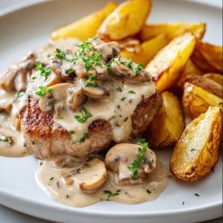 Cotlet de porc cu cartofi la cuptor/ Pork cotlet with baked potatoes -500gm