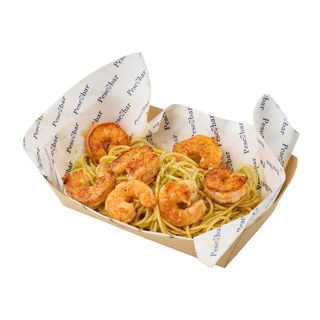 Spaghetti cu pesto și creveți