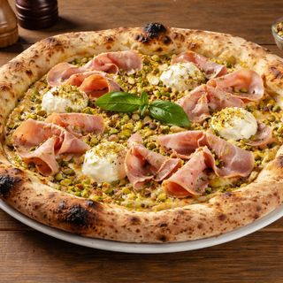 Pizza mortadella e pistacchio