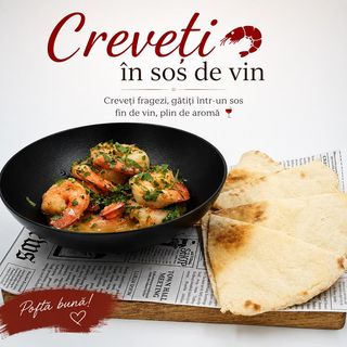 Creveți în sos de vin