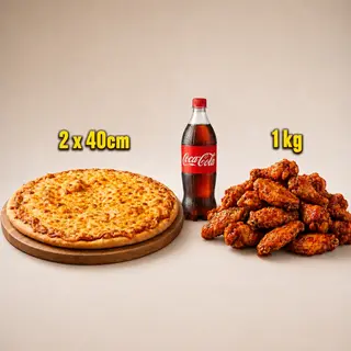 2 PIZZA 40CM GOLD MEDAL+1KG WINGS+1L COCA COLA