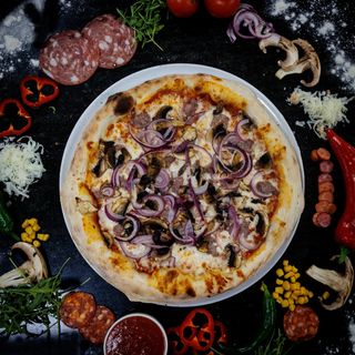 Pizza Salsiccia Funghi Cipolla Party Ø 50cm