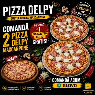2 Pizza Delpy Mascarpone Promo 32cm/600g + 1 Pizza Cotto Gratis 32cm/450g