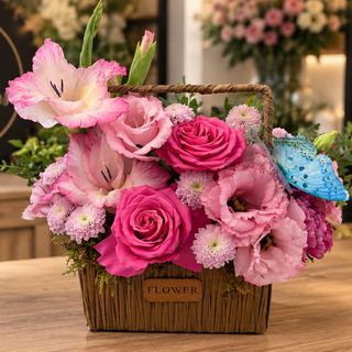 Coș Floral „Roz de Sezon”