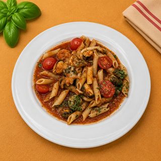 Paste cu Fructe de Mare in Sos Rosu