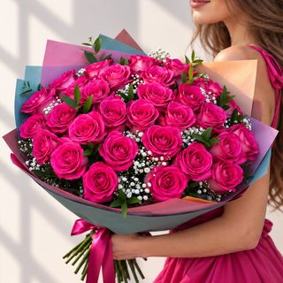 25 Trandafiri roz fucsia