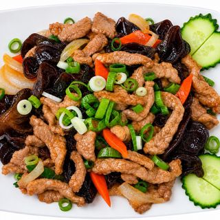 Porc Urechi de Lemn Si Orez Prajit - Thịt Lợn Xào Mộc Nhĩ & Cơm Rang 500g