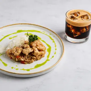 Teryaki Rice & Freddo Espresso