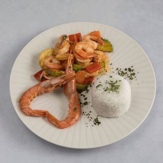 Sweet and Sour Shrimps with Rice