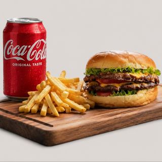 Double classic burger + Coca Cola