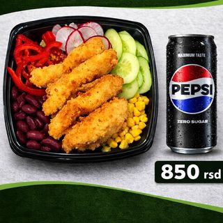 Cajun piletina + Pepsi max 0,33l