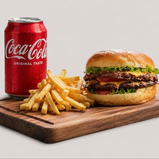 Double classic burger + Coca Cola