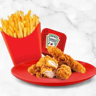 CHICKEN STRIPS+POMFRIT+HEINZ SOS