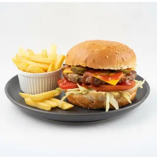 Čizburger L + Pomfrit